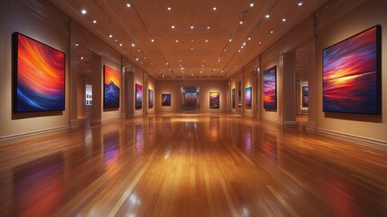Fototapeta premium Grand museum gallery with abstract art