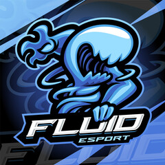 Fluid monster esport mascot logo design