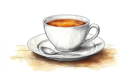 Hand-drawn illustration of a cup of coffee