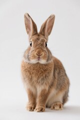 there is a small rabbit sitting on a white surface