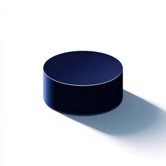 A dark blue cylindrical pedestal casts a soft shadow on a white surface, creating a minimalist, modern aesthetic