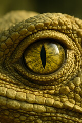 An extreme close-up shows a reptile eye with yellow iris and vertical pupil surrounded by detailed scales