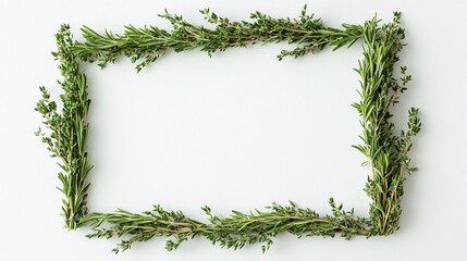 Fresh herbs frame on white background