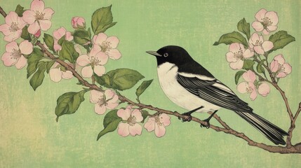 Spring flowers and birds