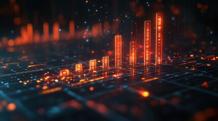 Fototapeta premium Dynamic growth chart, glowing data visualization