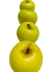 Stacked Golden Delicious Apples Isolated on White