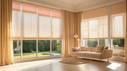 Light and Airy Room with Peach Window Treatments
