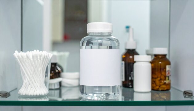 Blank Label Bottle in Medicine Cabinet &ndash; Everyday Pharma Insert