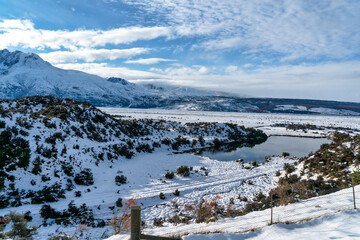 Fresh dump of snow on the way to Aoraki Mt Cook National Park
