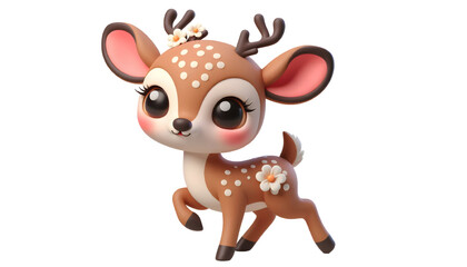 Cute 3d Deer isolated on white background