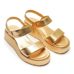 Gold platform sandals women's fashion footwear summer style comfortable trendy elegant shoes ladies accessories