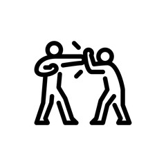 fight outline icon. figure fighting line art illustration.
