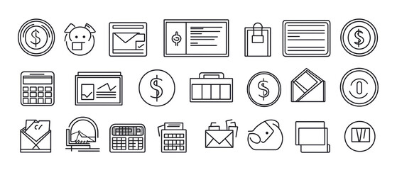 Fototapeta premium Finance and business icons for digital use.