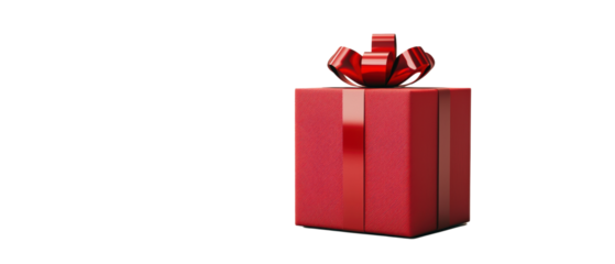 A vibrant red gift box with a bow.