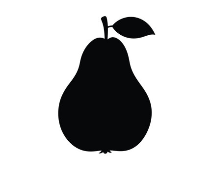 recommend clip art: Pear silhouette. This image shows a black and white design of a pear silhouette, also known as a pear outline or pear shape. Vector clipart illustration design.