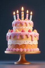 there is a cake with candles on top of it on a table