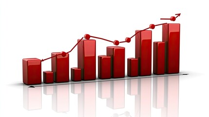 Red Growth Chart with Upward Trend.