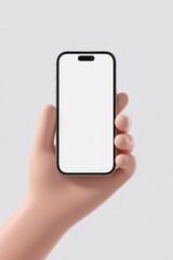 someone holding a phone with a white screen in their hand