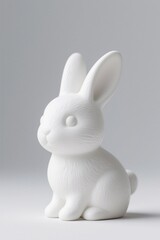 there is a white rabbit that is sitting on a table