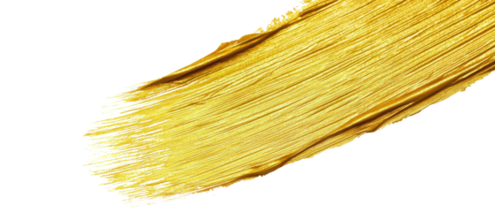 Vibrant yellow paint brush stroke on blank canvas.