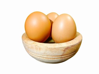 Brown Eggs in a Wooden Bowl Cooking Ingredient