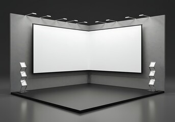 Modern Exhibit Space with Customizable Backdrop Ready for Trade Show Branding
