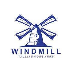 Windmill logo vector flat design