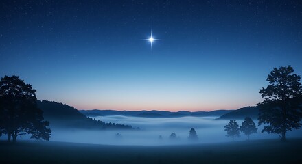 Starlit Morning Mist Over Misty Mountains
