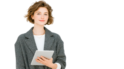 Engaging business meeting with a young professional in modern office digital interaction contemporary environment close-up view