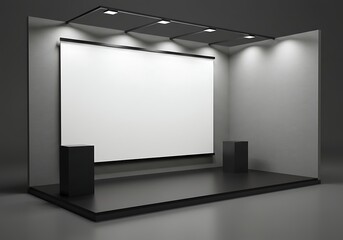 Fototapeta premium Modern stage backdrop with illuminated screen for presentations and performances
