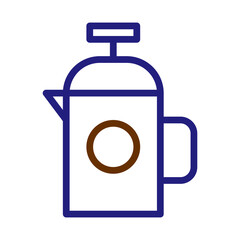 Stylized coffee press illustration for beverage preparation and enjoyment