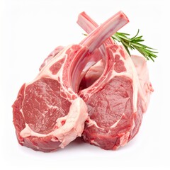 Raw Lamb Chops with Clipping Path on White