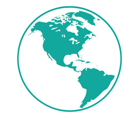 Minimalist earth globe icon &ndash; Classic black and white earth designs. Silhouette world map and globe.