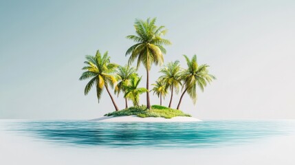 Tropical Island Getaway Palm Trees, White Sand Beach and Clear Ocean ,Paradise, Vacation