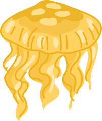 Golden jellyfish cartoon jellyfish vector illustration