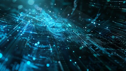 Obraz premium Futuristic cybersecurity digital technology background featuring digital shield, encrypted data streams, and abstract network connections, symbolizing advanced data protection and online security