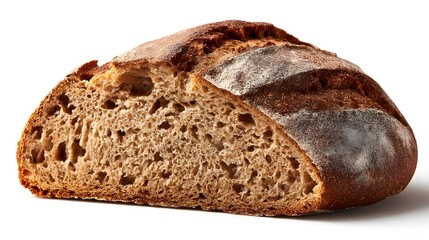 Artisanal Crusty Sourdough Rye Slice Front View Showcasing Rustic Bread Texture for Gourmet Bakery Promotion