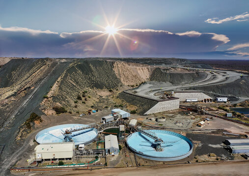 diamond mine waste water treatment plant aerial view open pit mining operation in Botswana,