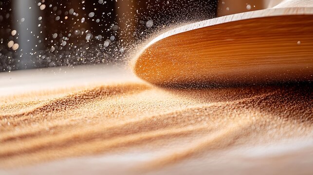 Wood Sanding with Dust in Motion