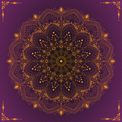 Glowing mandala with traditional ornamental shape | Floral template for card, cover, business, packaging, greeting, decoration | Creative mandala with orange colour