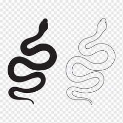 Obraz premium Black and white snake icon. Isolated symbol or icon snake on white background. Abstract sign snake. Vector illustration.