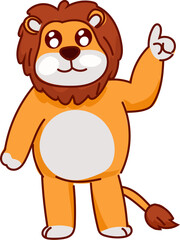 Lion pointing up cute cartoon lion vector illustration