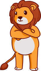 Lion standing happy cute cartoon lion vector illustration