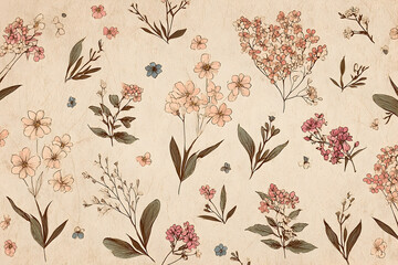 Delicate floral pattern on textured background.