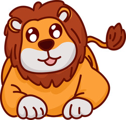 Lion paws forward cute cartoon lion vector illustration