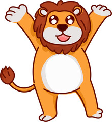 Lion cheering up cute cartoon lion vector illustration