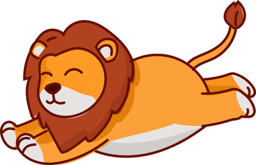 Lion laying on side cute cartoon lion vector illustration