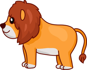 Lion looking sideways cute cartoon lion vector illustration
