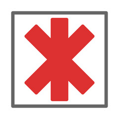 Simplified graphic representation of a medical aid symbol in red and white