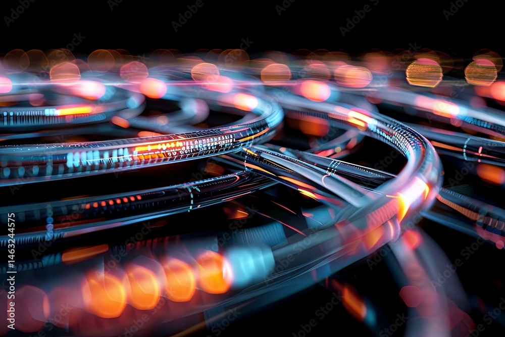 Poster colorful neon patterns create dynamic visual effects in a modern abstract design showcasing technolo